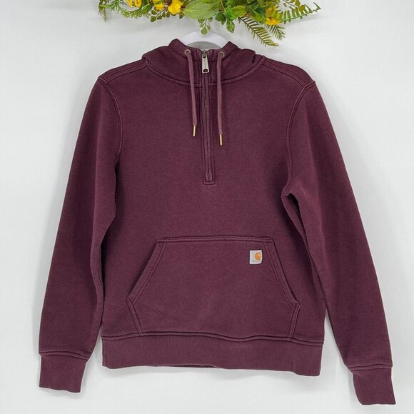 Carhartt Tops - Carhartt 1/2 Zipped Hoodie Womens Size 4-6 Kangaroo Pockets